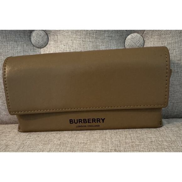 Burberry London England Leather Tan Sunglasses Magnetic Flap Cover Case - Picture 1 of 7